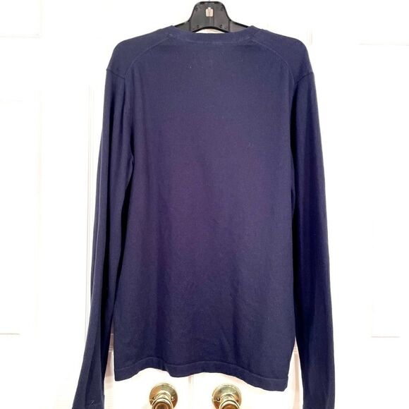 MENS NAVY SWEATER EDDIE BAUER COTTON MERINO SIZE TL - Picture 6 of 6